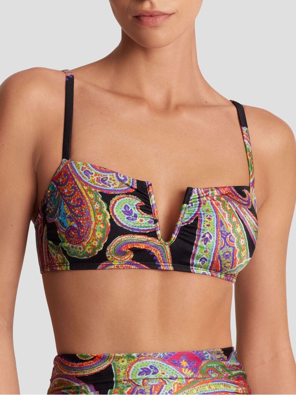 Lauren Ralph Lauren Women's Paisley-Print U-Wire Bikini Top, Multi, Size 6 NWT